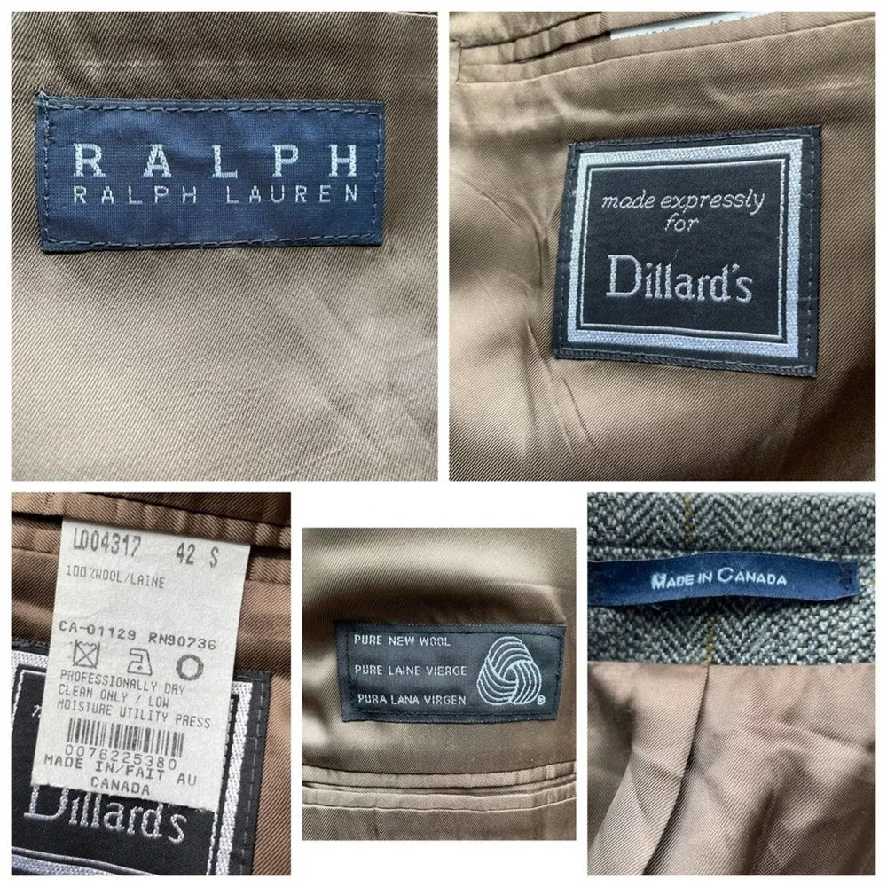 Ralph Lauren Suit Jacket Blazer Sport Coat Brown Size 42S Business office